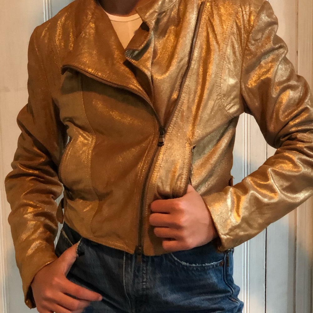 Donna Karen cropped Motojacket